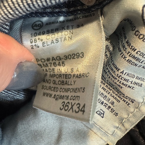 Mens AG Adriano Goldschmied The Protege Dark Straight Leg Jeans Size 36x34 - Picture 6 of 16